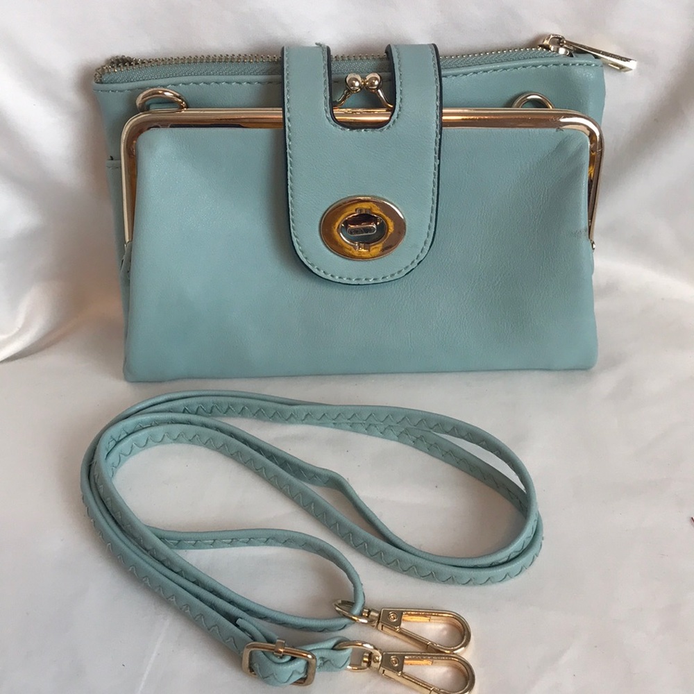 robin egg blue purse
